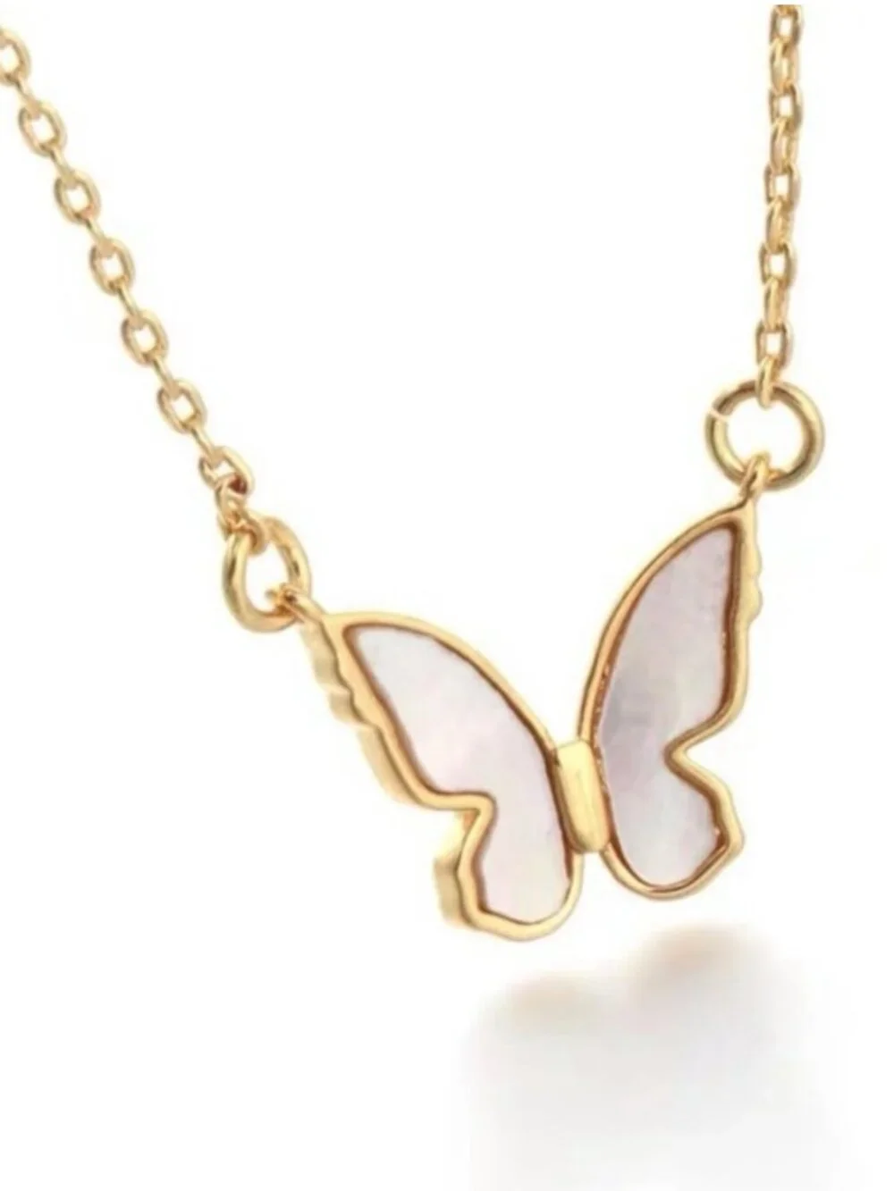 Kate Spade Mother of Pearl Butterfly Pendant Necklace Gold Tone